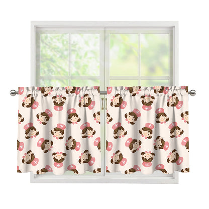 Cute Cartoon Nurse Pattern Print Tier Curtains