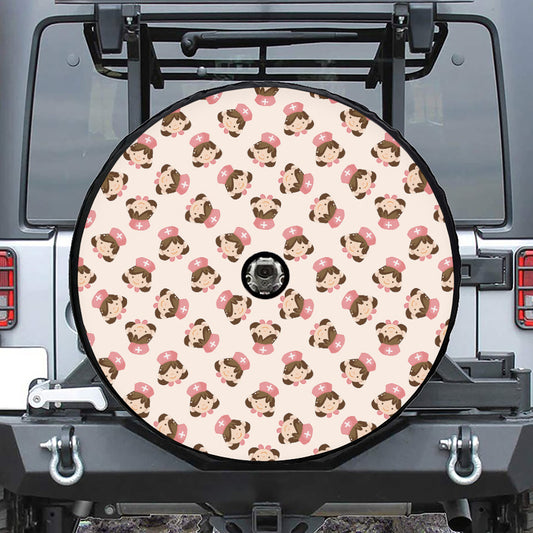 Cute Cartoon Nurse Pattern Print Tire Cover With Camera Hole