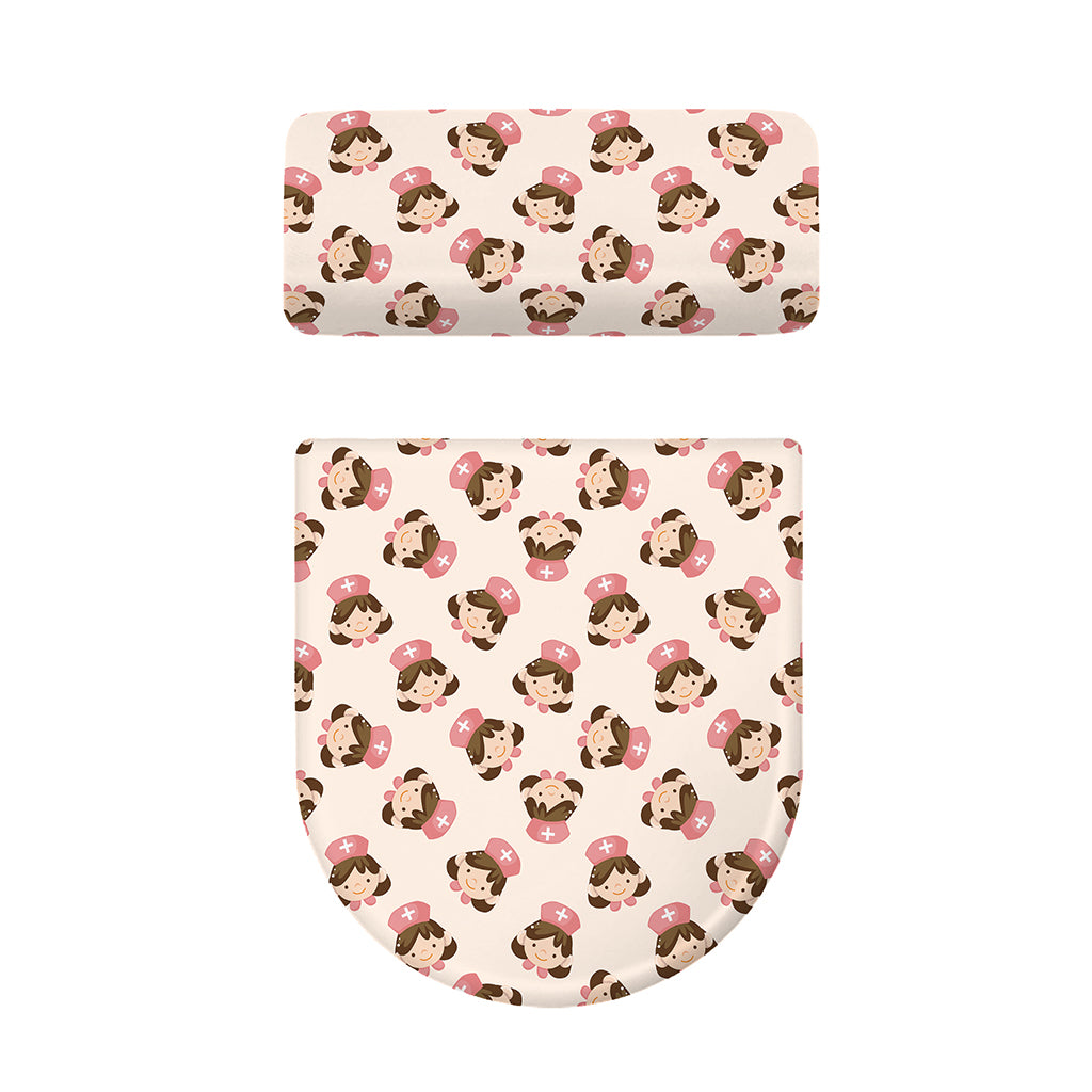 Cute Cartoon Nurse Pattern Print Toilet Lid And Tank Cover Set
