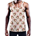 Cute Cartoon Nurse Pattern Print Men's Workout Tank Top