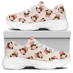 Cute Cartoon Nurse Pattern Print White Chunky Shoes