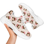 Cute Cartoon Nurse Pattern Print White Chunky Shoes