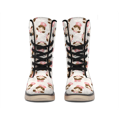 Cute Cartoon Nurse Pattern Print Winter Boots