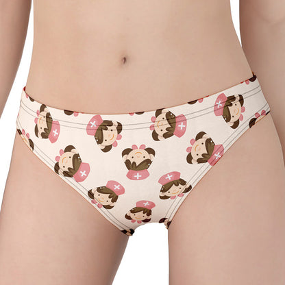 Cute Cartoon Nurse Pattern Print Women's Panties