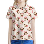 Cute Cartoon Nurse Pattern Print Women's Polo Shirt