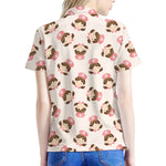 Cute Cartoon Nurse Pattern Print Women's Polo Shirt