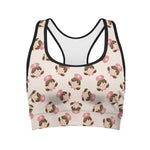 Cute Cartoon Nurse Pattern Print Women's Sports Bra