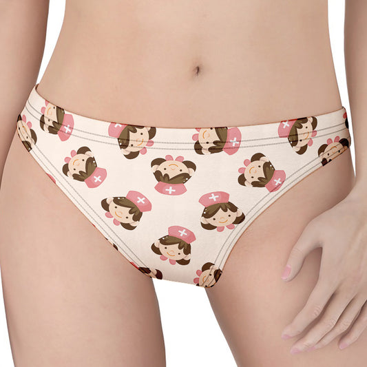 Cute Cartoon Nurse Pattern Print Women's Thong