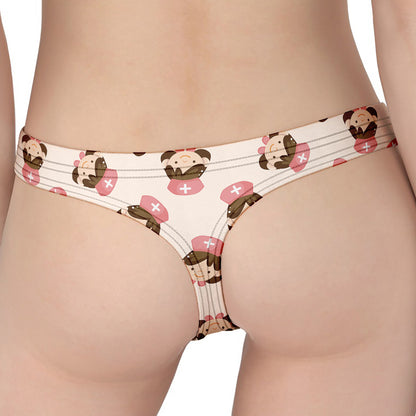 Cute Cartoon Nurse Pattern Print Women's Thong
