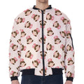 Cute Cartoon Nurse Pattern Print Zip Sleeve Bomber Jacket