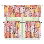 Cute Cartoon Pig Pattern Print 3 Piece Kitchen Curtains