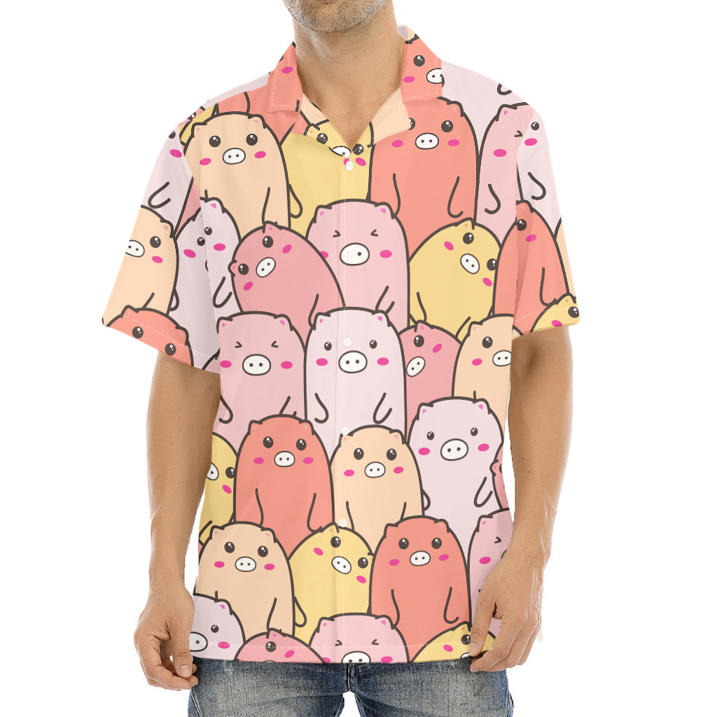 Cute Cartoon Pig Pattern Print Aloha Shirt