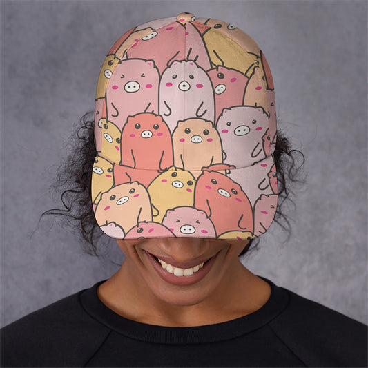 Cute Cartoon Pig Pattern Print Baseball Cap