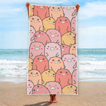 Cute Cartoon Pig Pattern Print Beach Towel