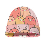 Cute Cartoon Pig Pattern Print Beanie