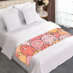 Cute Cartoon Pig Pattern Print Bed Runner