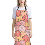 Cute Cartoon Pig Pattern Print Bib Apron With Pocket