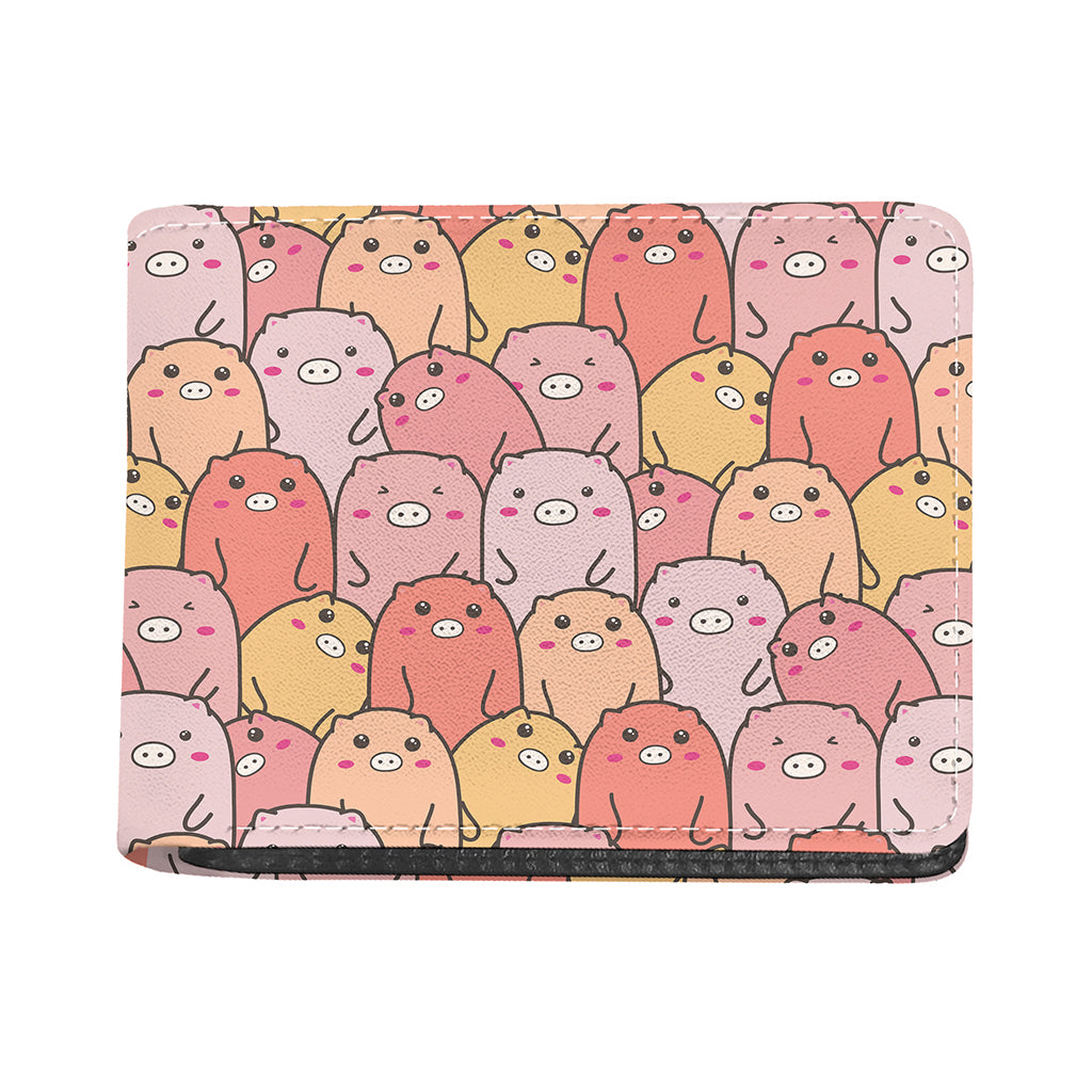 Cute Cartoon Pig Pattern Print Bifold Wallet