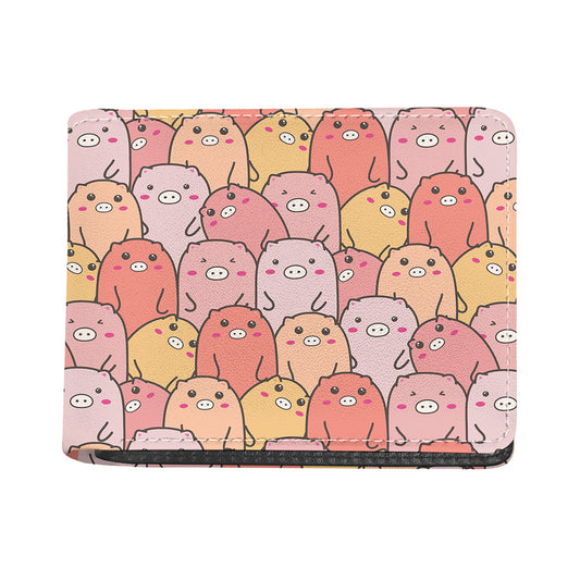 Cute Cartoon Pig Pattern Print Bifold Wallet