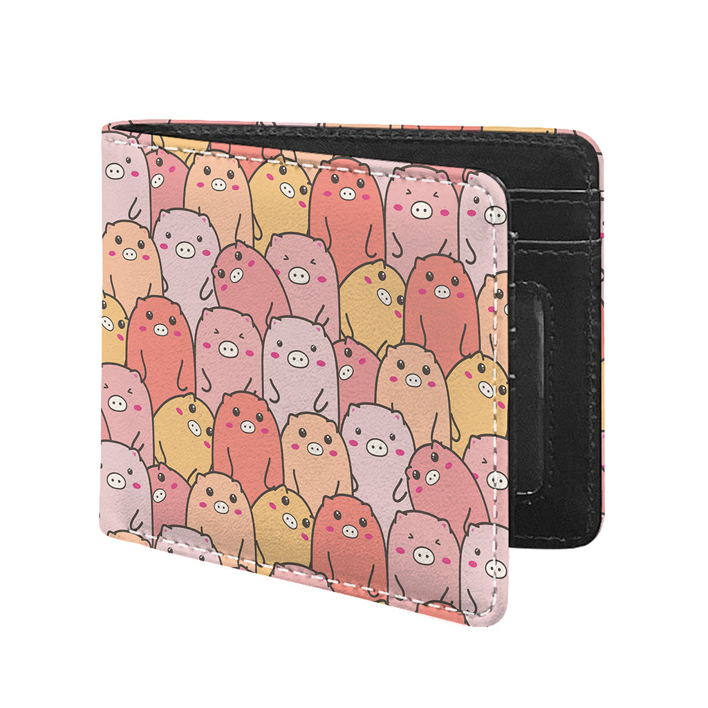 Cute Cartoon Pig Pattern Print Bifold Wallet