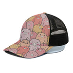 Cute Cartoon Pig Pattern Print Black Mesh Trucker Cap