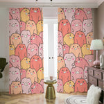 Cute Cartoon Pig Pattern Print Blackout Pencil Pleat Curtains