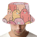 Cute Cartoon Pig Pattern Print Bucket Hat