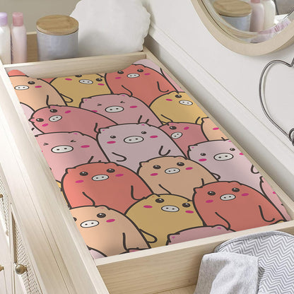 Cute Cartoon Pig Pattern Print Changing Pad Cover