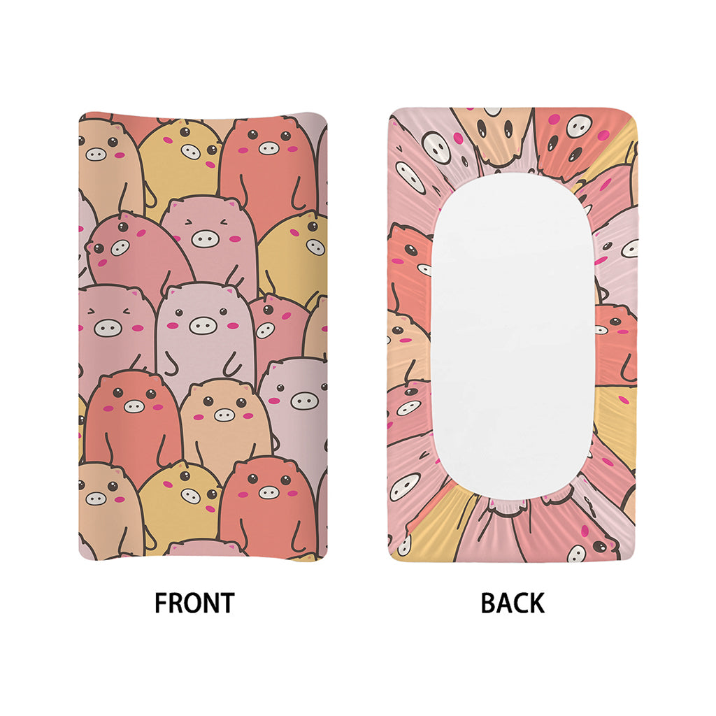 Cute Cartoon Pig Pattern Print Changing Pad Cover