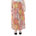 Cute Cartoon Pig Pattern Print Chiffon Maxi Skirt