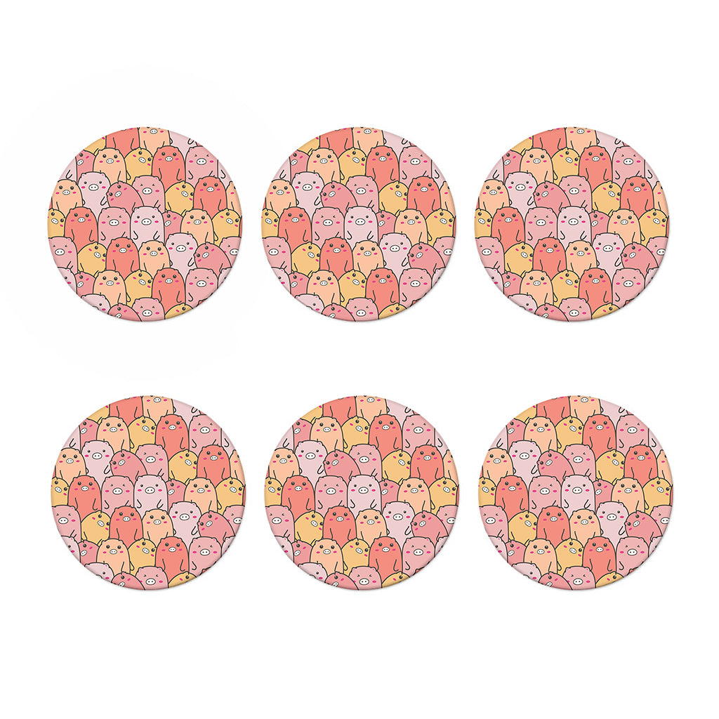 Cute Cartoon Pig Pattern Print Coaster Set