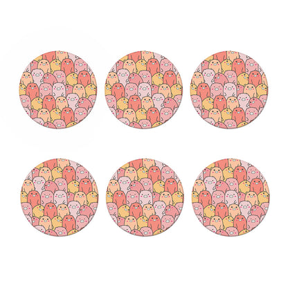 Cute Cartoon Pig Pattern Print Coaster Set