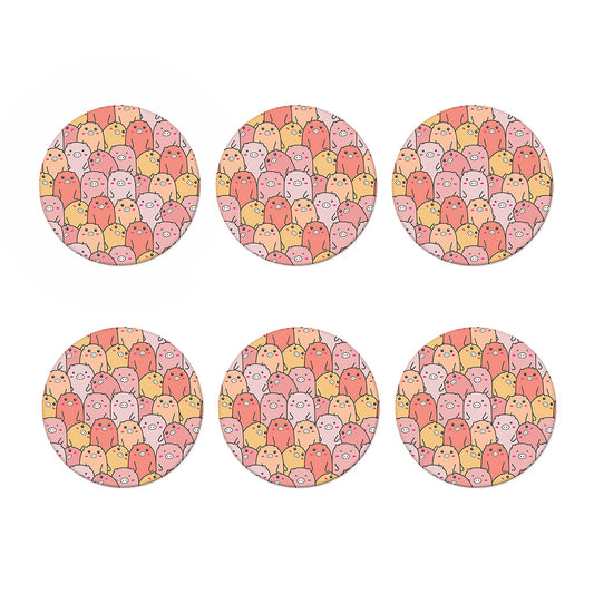 Cute Cartoon Pig Pattern Print Coaster Set