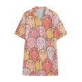 Cute Cartoon Pig Pattern Print Cotton Hawaiian Shirt