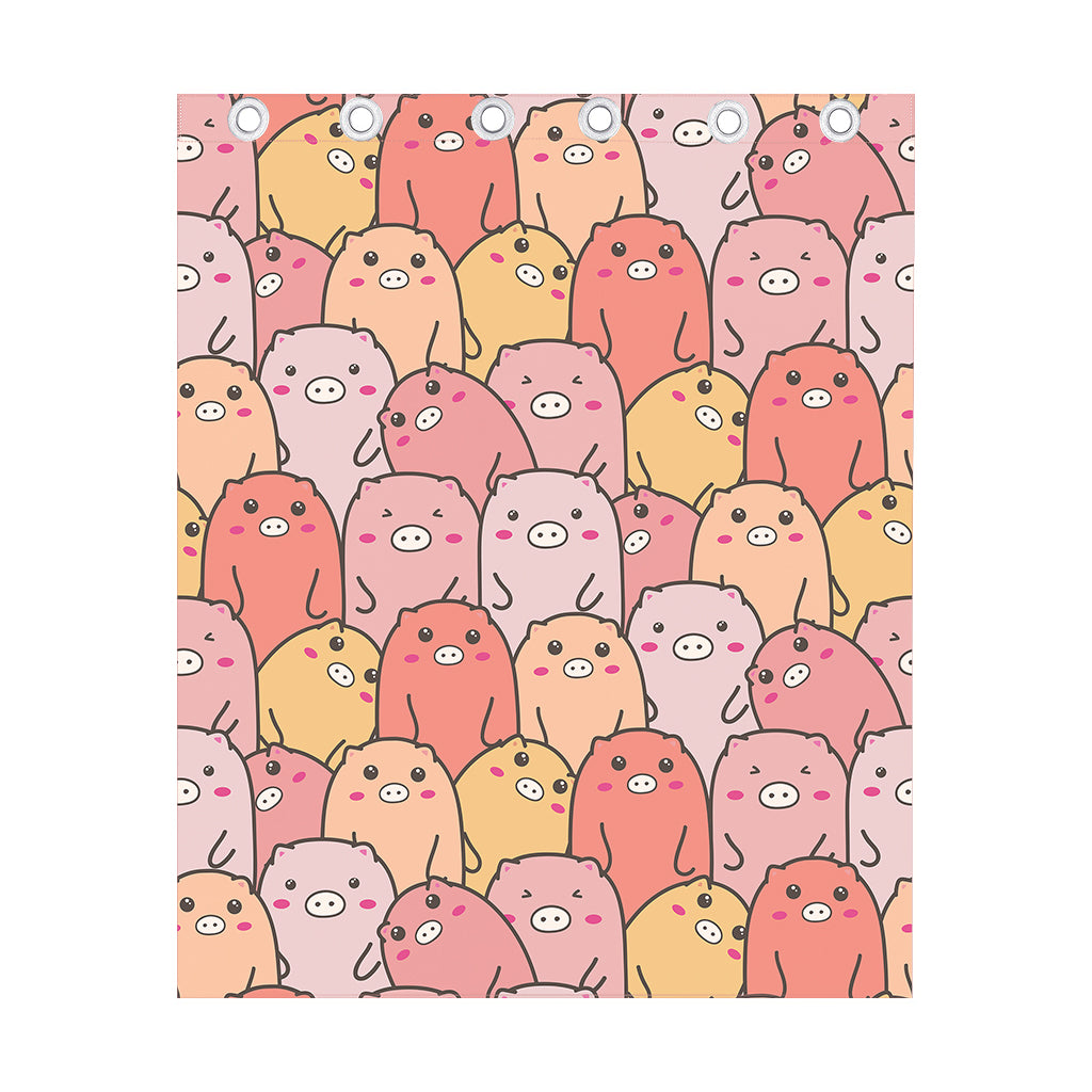 Cute Cartoon Pig Pattern Print Curtain