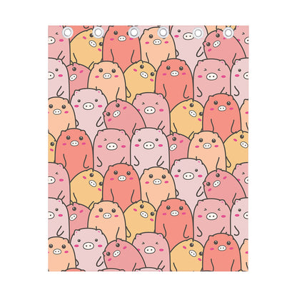 Cute Cartoon Pig Pattern Print Curtain