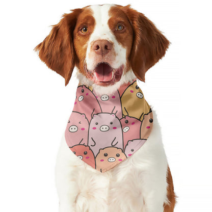Cute Cartoon Pig Pattern Print Dog Bandana