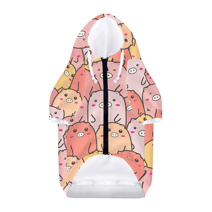 Cute Cartoon Pig Pattern Print Dog Zip Up Hoodie