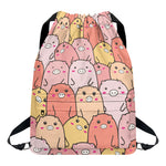 Cute Cartoon Pig Pattern Print Drawstring Backpack