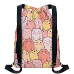 Cute Cartoon Pig Pattern Print Drawstring Backpack