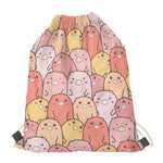 Cute Cartoon Pig Pattern Print Drawstring Bag