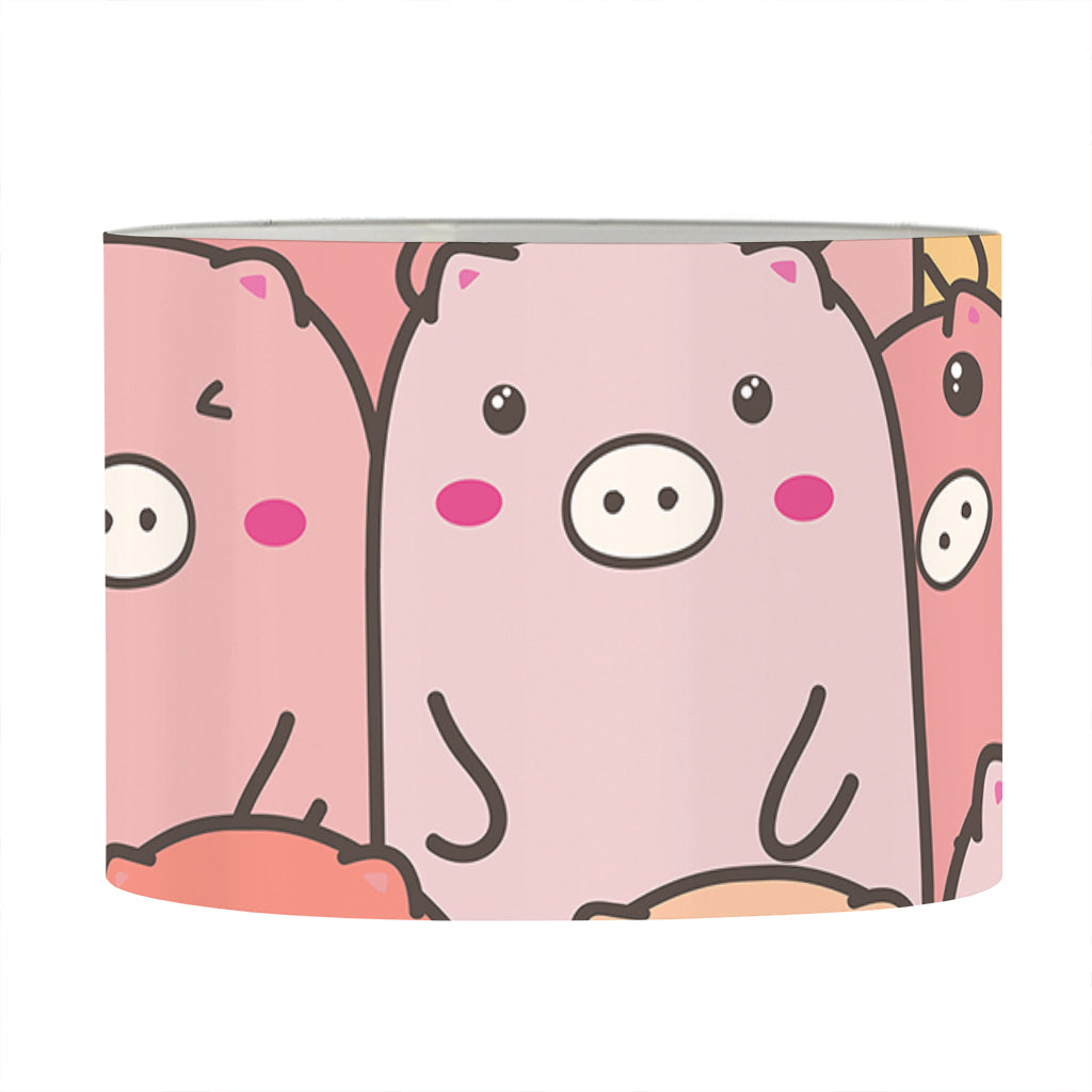 Cute Cartoon Pig Pattern Print Drum Lamp Shade