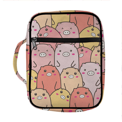 Cute Cartoon Pig Pattern Print Front Pocket Bible Bag