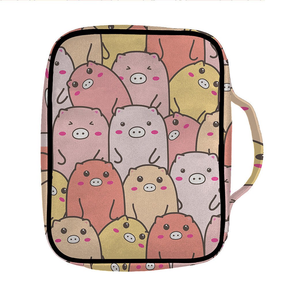 Cute Cartoon Pig Pattern Print Front Pocket Bible Bag