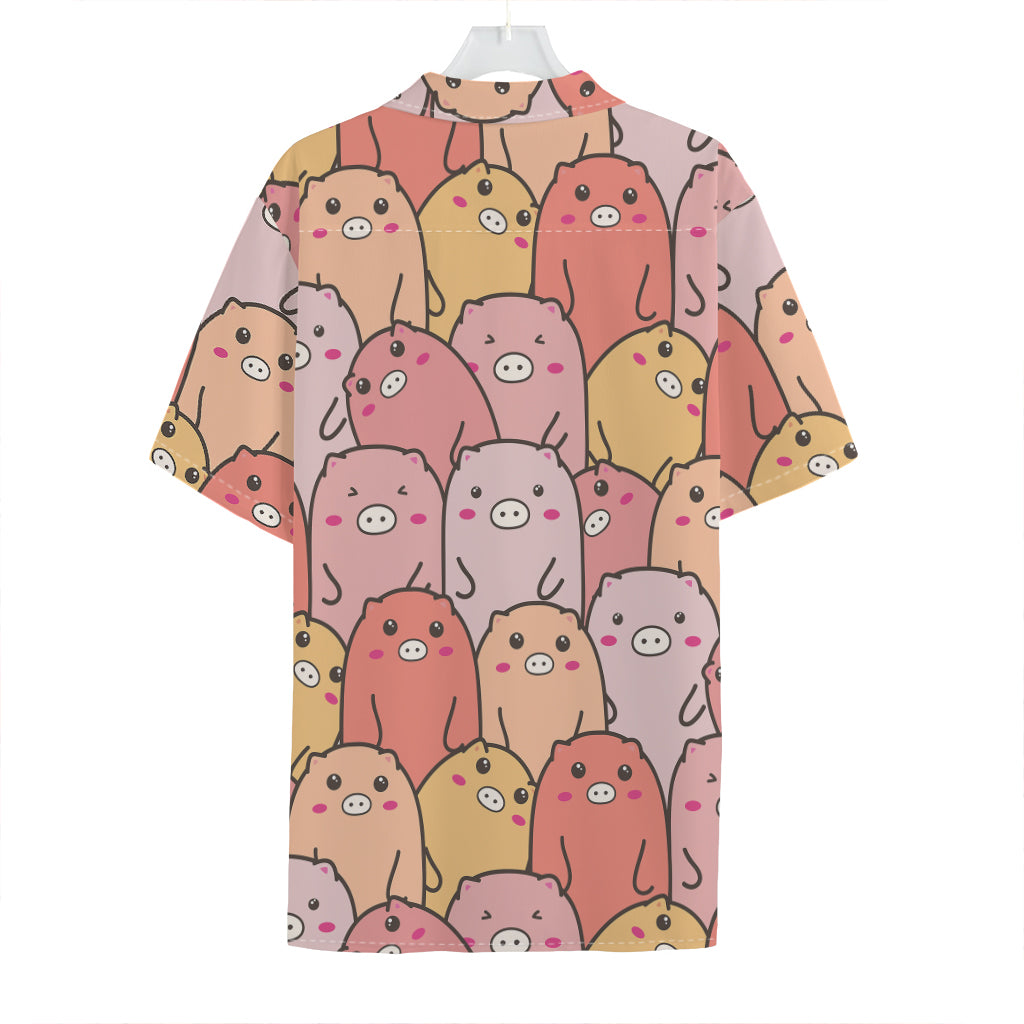 Cute Cartoon Pig Pattern Print Hawaiian Shirt