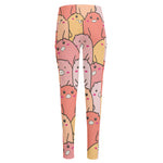 Cute Cartoon Pig Pattern Print High-Waisted Pocket Leggings