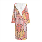 Cute Cartoon Pig Pattern Print Hooded Bathrobe