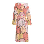 Cute Cartoon Pig Pattern Print Hooded Bathrobe