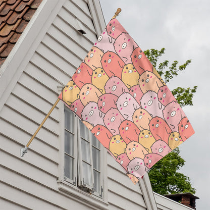 Cute Cartoon Pig Pattern Print House Flag