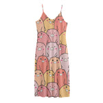 Cute Cartoon Pig Pattern Print Jersey Midi Cami Dress